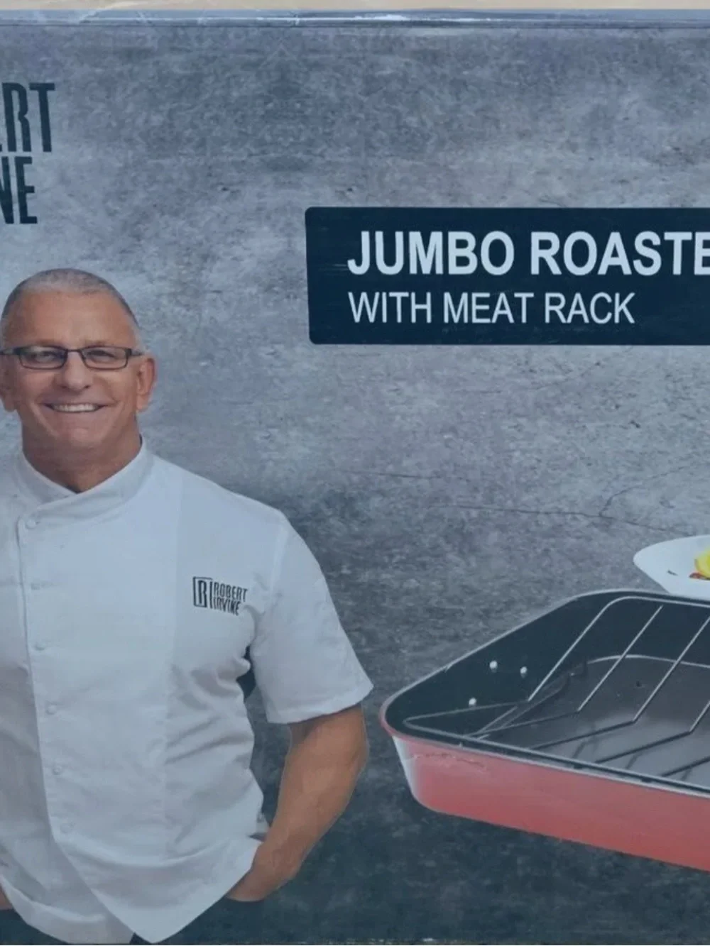 Robert Irvine Jumbo Roaster with Meat Rack - Red